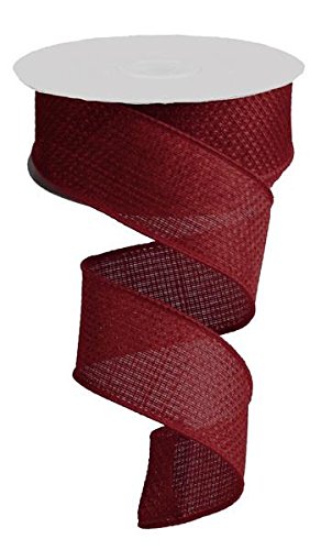 Burgundy Solid Cross Royal Burlap Wired Edge Ribbon - 1.5