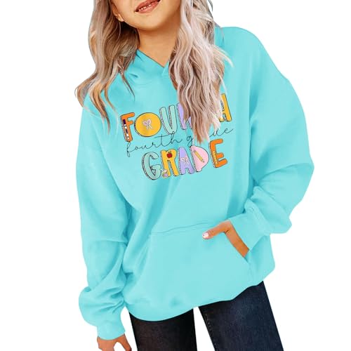 Girl's First of Day School Sweatshirt Preppy Letter Graphic Crew Neck Sweatshirt Pullover Top Back to School T Shirt