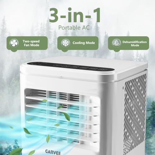 Image of Garvee 10,000 BTU Portable Air Conditioner, 6000 BTU SACC 3-in-1 AC Unit | with Cooling, Dehumidifier & Fan, Sleep Mode for Bedroom, Remote Control, Cools Up to 450 Sq.Ft for Dorm, Office, Living Room