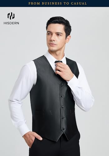 HISDERN V3-01 Men's 3PCS Formal Vest Set Slim Fit Jacquard Waistcoat with Paisley Floral Pattern for Wedding Prom Party4