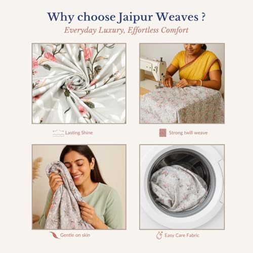 Image of Jaipur Weaves Single Bed Cotton Bedsheet with 1 Pillow Cover, 100% Pure Cotton Single Bedsheet 60x90 Inches, 240 TC Soft Breathable Bed Sheet - (Spring Tulips Grey)