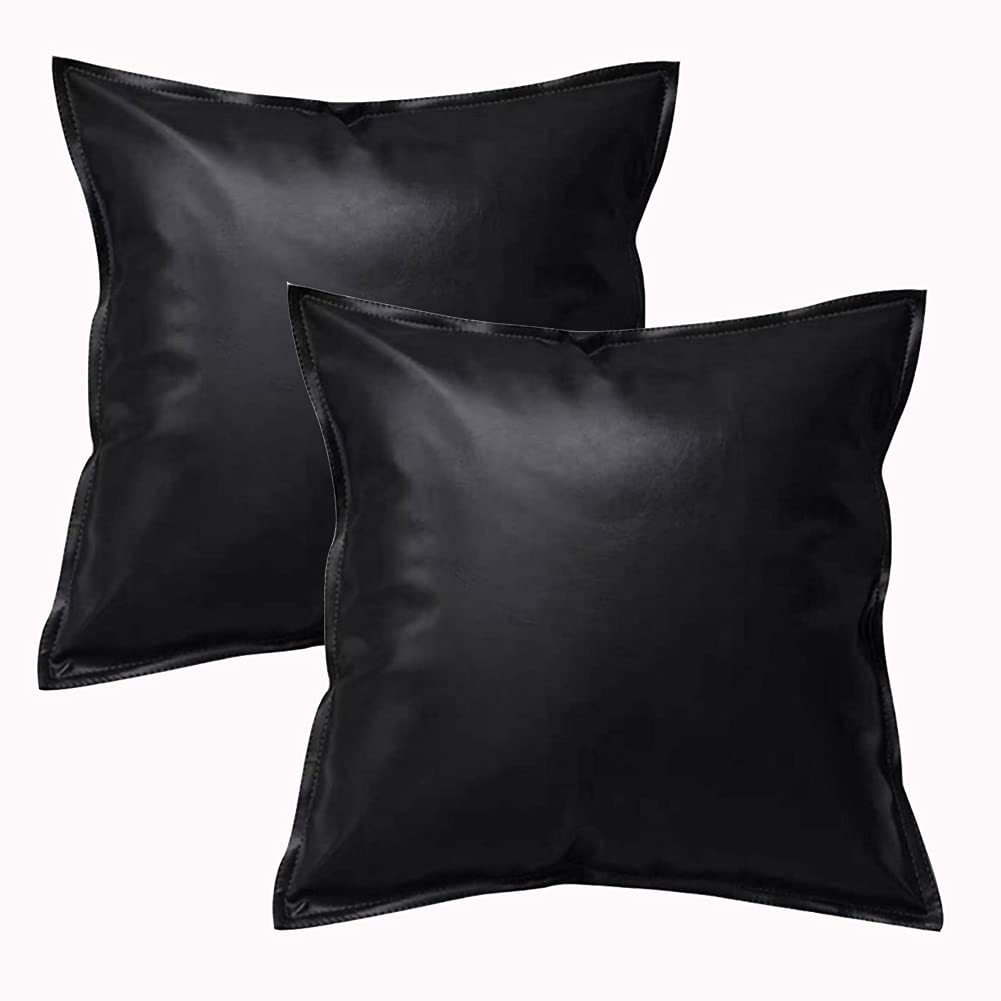 Housse de coussin similicuir 60x60 cm lot de 2 lavable contre les taches
