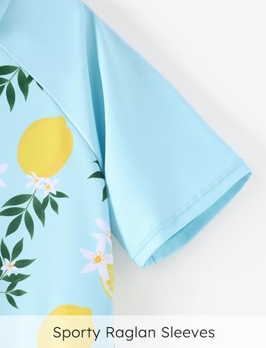 PATPAT Girls Swimsuit Short Sleeve Rashguard One Piece Swimwear Zipper Bathing Suit (Age 2-14)4