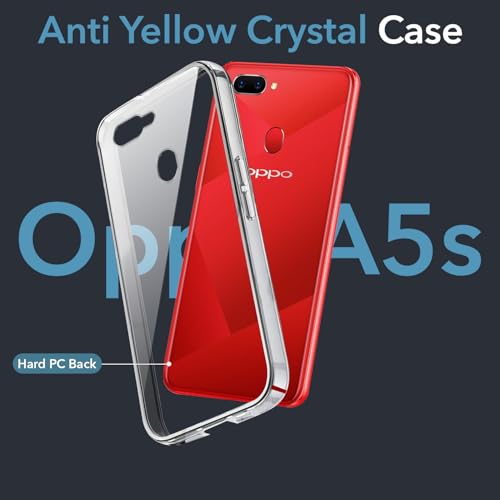 Image of Jkobi Lifetime Anti-Yellow Clear Back Cover Case for Oppo A5 | Oppo A5s (Sleek Hard Crystal | Shockproof and Camera Protection)