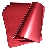 Stretch Metallic Vinyl Iron on Heat Transfer Vinyl Red Foil Vinyl Easy-Weed HTV Sheet for Cricut,T-Shirt,Hoody,Sportwear Decoration at Home or Party 12