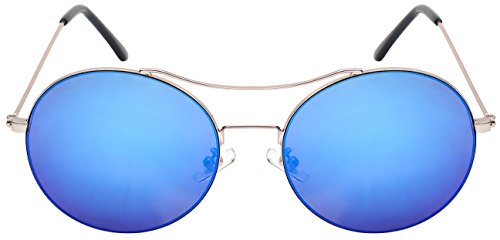 Round P3 Style Aviator Sunglasses W/Color Mirror Lens 25118-REV2