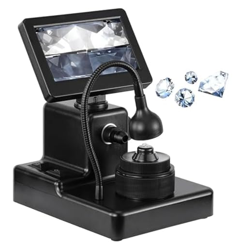 Visor De Diamantes, Microscopio Digital Alcance De Inspección De Joyas LCD De 4,3 ', Probador De Diamantes Con Aumento De 50-1000X Con Luz De Relleno LED Ajustable Y Rango De Enfoque De 10-40 Mm
