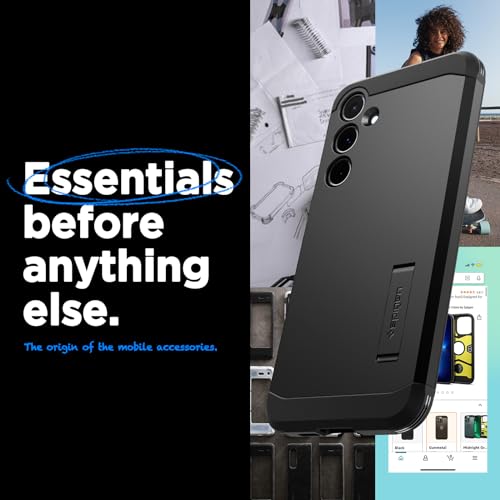 Image of Spigen Tough Armor | Samsung Galaxy A55 5G Case [Kickstand] [Air Cushion Protection] Galaxy A55 5G Back Cover | TPU+PC - Black