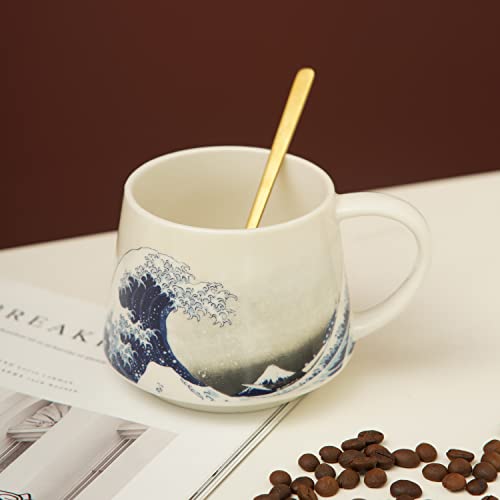 DUSVALLY Ceramic Mug The Great Wave Mug Ceramic Coffee Mug,Tea Cup with Handle and Gift Box 12oz,Wave (Without Coasters) - Image 4
