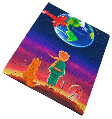 Merchandmanía Puzzle tamaño Aprox. A4 de 120 Piezas el principito Luna Tierra Estrellas Universo Fantasia Zorro Rompecabezas puzle para Adulto