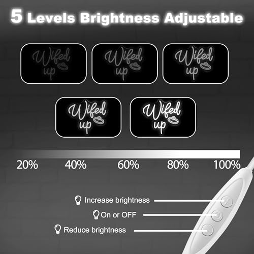Image of Wifed Up Neon Sign, Funny Romantic LED Light with Engraving Ring for Valentine's Day, Wedding Decor Sign, Bedroom, Party Decor, Couple Space 11.8″ x 10.6″