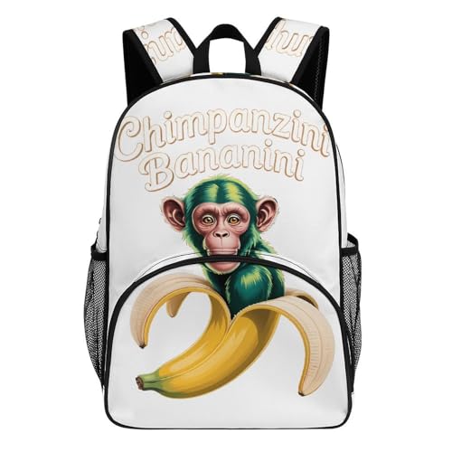 Shimpanzini-bananinni Merch Large Travel Backpack Italian-Brainrot Meme Waterproof Lightweight Daypack White 44x32x19cm