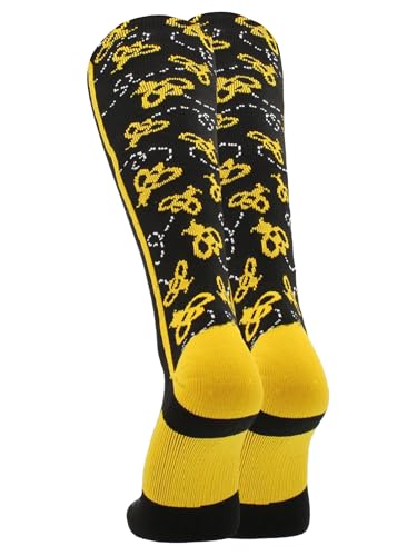 MadSportsStuff Softball Socks with Bumble Bees Over the Calf for Girls and Women Black and Gold4