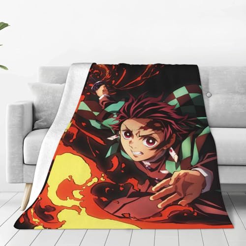 鬼滅の刃 毛布 ひざ掛け フランネル ブランケット 静電気対策強化 軽量 掛け毛布 洗える 抗菌防臭 暖かい 柔らかい ふわふわ 毛布 厚手 ブランケット オフィス 旅行 出張 オールシーズン 50"X40"