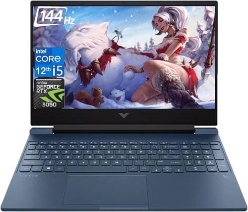 HP Victus 15.6 i5 Gaming Laptop, 15.6' FHD 1920*1080 144Hz, Intel Core i5-12450H, NVIDIA GeForce RTX 3050, 32GB RAM, 2TB SSD, Backlit KB, Touchpad, SD Card Reader, Webcam, HDMI, Wi-Fi 6, W11 H, Blue