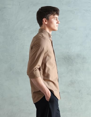 Image of Arrow Sport Solid Slim Fit Cotton Shirt for Men - Full Sleeve Mens Casual Shirts