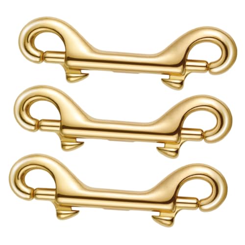 KALLORY Handbag Hardware Set: 3pcs Brass Double Hook Clip Lanyard Hook Dog Collar Hardware Luggage Locks Lash Rope for Bag Repair