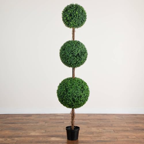 Image of Nearly Natural 7ft UV Resistant Artificial Triple Ball Boxwood Topiary Tree (Indoor /Outdoor)