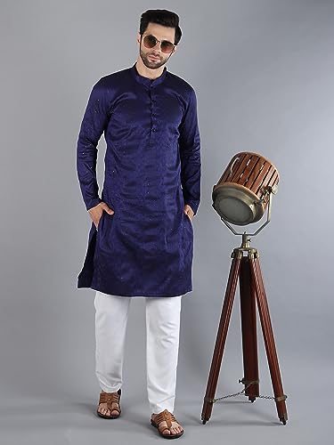 Image of Uri and MacKenzie Embroidery Silk Men's Kurta Pyjama Set