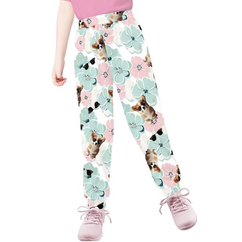 Pinupub Comfy Sweatpants for Boys Girls Trendy Cute Elastic Waistband Casual Printed Pants Size 4-154