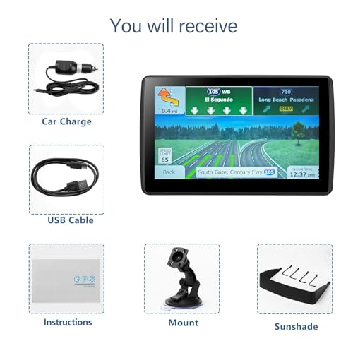 GPS Navigator for Car Truck RV, 2026 Latest Maps, 7-inch Touch Screen with Voice Guidance, Speed Limit & Red Light Camera Alerts (GPS with 1 Chargers) - Image 6