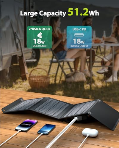 MARBERO Solar Generator 52Wh Portable Power Station with 22W Solar Panels Included - 16000mAh Lithium Ion Battery with DC USB Output for Outdoor Camping Home Backup Emergency Van Hunting - Image 3