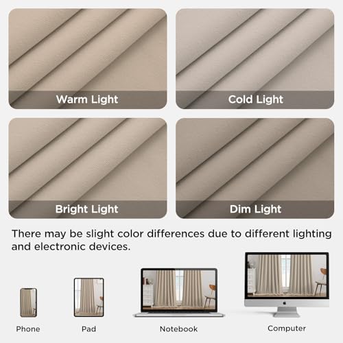 Image of Joydeco Cream 100% Blackout Curtains 84 Inch Length 2 Panels Set, Black Out Curtain for Bedroom Living Room, Heavy Luxury Thermal Insulated Velvet Curtains Rod Pocket Back Tab, 52W x 84L