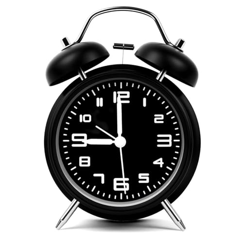 OSDUE Sveglia Forte per Dormiglioni Senza Ticchettio, 4.6 Pollici Sveglia Analogica Vintage a Doppia Campana Silenziosa da Comodino A Batteria Analogica Retrò con Luce Notturna per Camera Letto