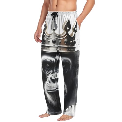 Angry Gorilla Crown Pajama Pants for Men Men's Separate Bottoms, Lounge Pants with Pockets S4