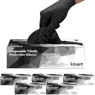 K-MART 100pack Professional Nitrile Powder Free Multi-Purpose Gloves, Disposable, Extra Strong - Black (100, Medium)