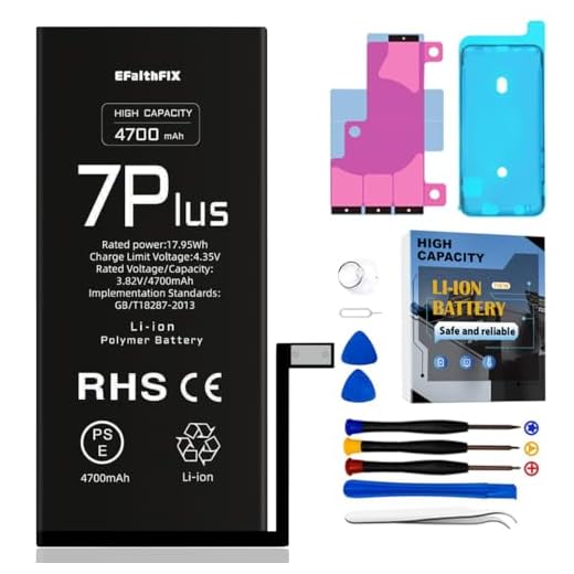 EFAITHFIX 4700mAh Upgraded Replacement Battery Compatible with iPhone 7 Plus, High Capacity New 0 Cycle A+ Battery Replacement for iPhone 7 Plus, Model A1661 A1784 A1785 with Complete Repair Tool Kit