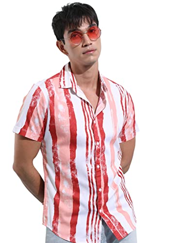 Image of KETCH Men Regular Fit Striped Half Sleeve Shirt