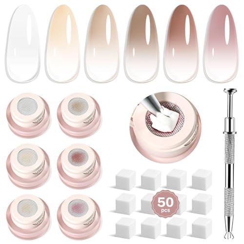 JODSONE Juego de 6 colores de esmalte de uñas de gel (negro, blanco, rojo y rosa) para diseño de uñas degradado