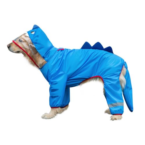 ゴールデンレトリバー大型犬レインコート中大型犬四本足防水オールインクルーシブ雨天服ラブラドールペットポンチョ (6XL,ブルー)