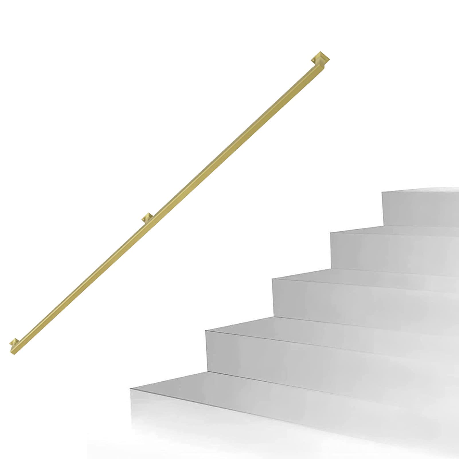 Attrex One Color 1Ft - 20Ft Handrails Stair Banister Kit, Gold Metal Wrought Iron Indoor Outdoor Handrails For Stairs Banisters Rails Handrail Stairs With Anti-Slip Anti-Rust Railings(18Ft/540Cm)