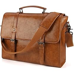 Maletin Cuero Lubardy Bolso Bandolera Hombre Maletin Portatil 15,6 Pulgadas Impermeable Bolsa de Mensajero Cuero PU Vintage Maletín de Trabajo Negocios Escuela