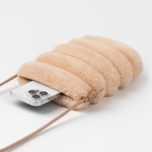 Comfyable Small Crossbody Bag for Women – Faux Fur Fluffy Quilted Cell Phone Purse with Strap, Mini Plush Furry Puffer Pouch2