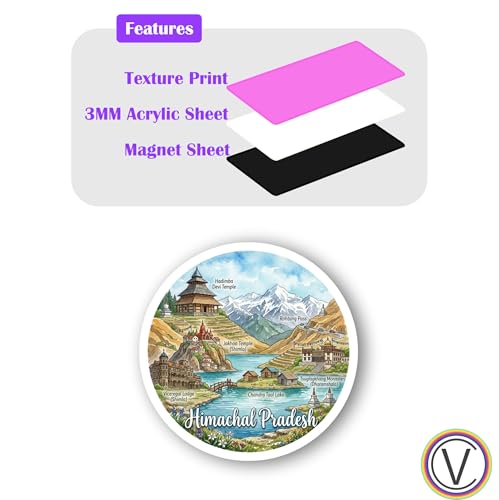 Image of Himachal Pradesh extured Finish Acrylic Fridge Magnet - UV Texture Printed, Stylish Multicolor Magnet for Fridge, Wardrobe & Metal Surfaces, Pack of 1 (Himachal Pradesh)