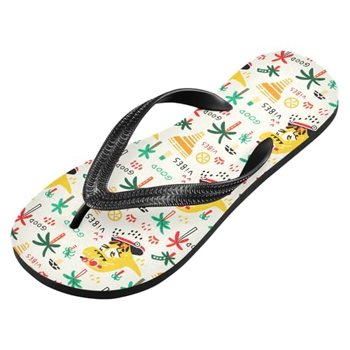Burbuja Cartoon Dinosaurs Flip Flops for Women Men, Soft Thong Sandals Rubber Slippers for Pool Beach Essentials2