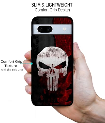 Image of Punisher Skull Design Premium 2D Printed Metal Back Case Cover for Google Pixel 7A 5G, Multicolour
