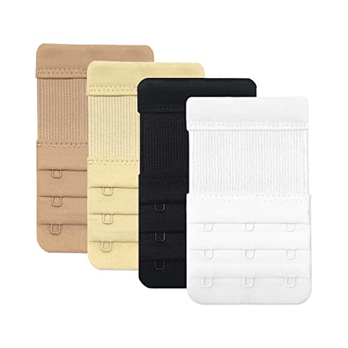 Damen BH Extenders 2 Haken 3 Haken 4 Haken Weich und Bequem Elastisch Stretch BH Verlängerungsriemen, 4 Farben, 3 Haken, 1,9 cm Abstand, Einheitsgröße Cover