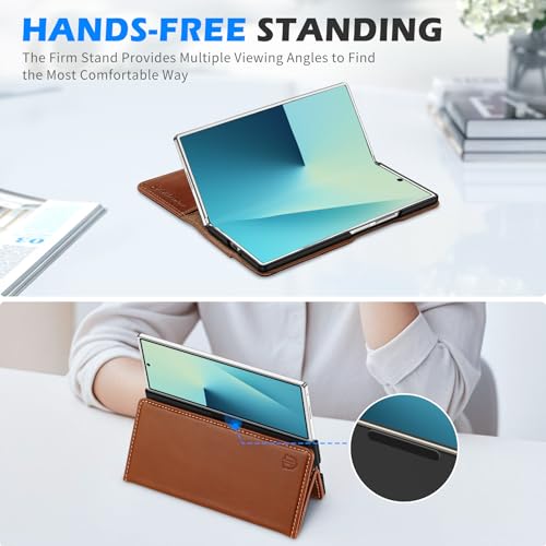 Coque Galaxy Z Fold7 Cuir Véritable Antichoc avec Blocage RFID - 5