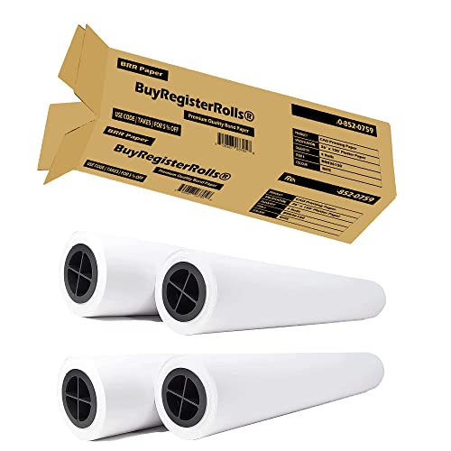 Papier do plotera 96 cm x 350 cm (nowy i premium 4 rolki), 9 kg, niepowlekany, 96 g/m2 (75 g/m² z rdzeniem 5 cali), rolki papieru CAD dla inżynierów, architektów, sklepów kserokopiarskich z drukarkami