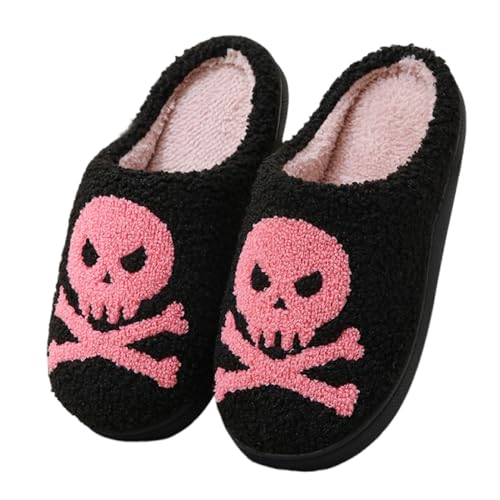 Edobao Womens Mens Halloween Skeleton Slippers Memory Foam Skull Slipper Soft Outdoor Indoor House Shoes Black 3738