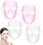 ValueBargain 3Pcs Silicone Facemask Holder Reusable, Silicone Face Mask Holder Firming Facemask Holders for Sheet Masks, Wet Locking Avoid Evaporation Skincare Beauty Tool Pink Gold White