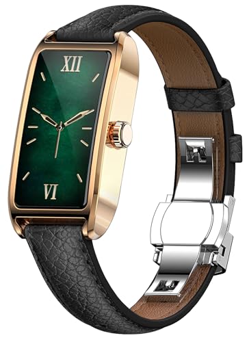 Fitness Tracker Damen Schmal Elegant Luxuriös Schwarz Gold Classic Smartwatch Damenuhr Fitnessuhr für Frauen Aktivitätstracker Pulsuhr Sportuhr mit Herzfrequenz Schlafmonitor Schrittzähler Rechteckig