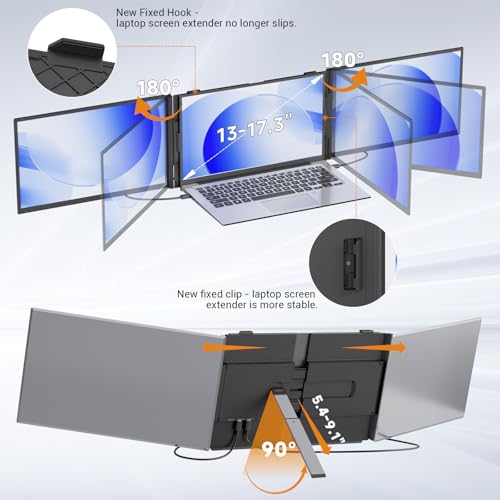 Newest Laptop Screen Extender 0.17" Ultra-Thin, 14" 1080P FHD IPS Portable Monitor, Triple Screen Laptop Monitor Extender for 13"-17" Laptops, Plug & Play for Mac/Android/Chrome - Image 6