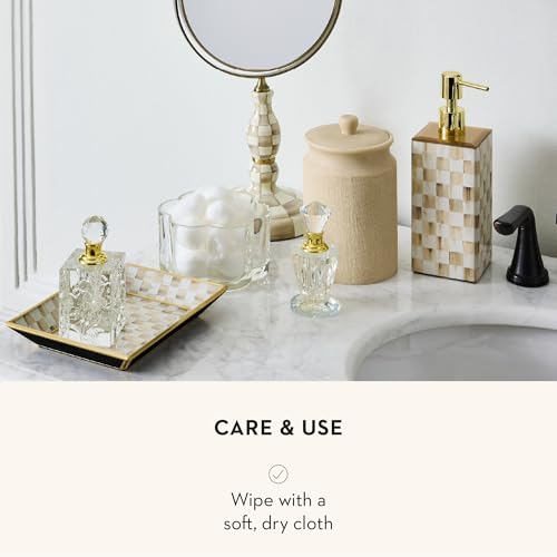 Image of MACKENZIE-CHILDS Glass Soap Pump, Brown-and-White Mocha Check