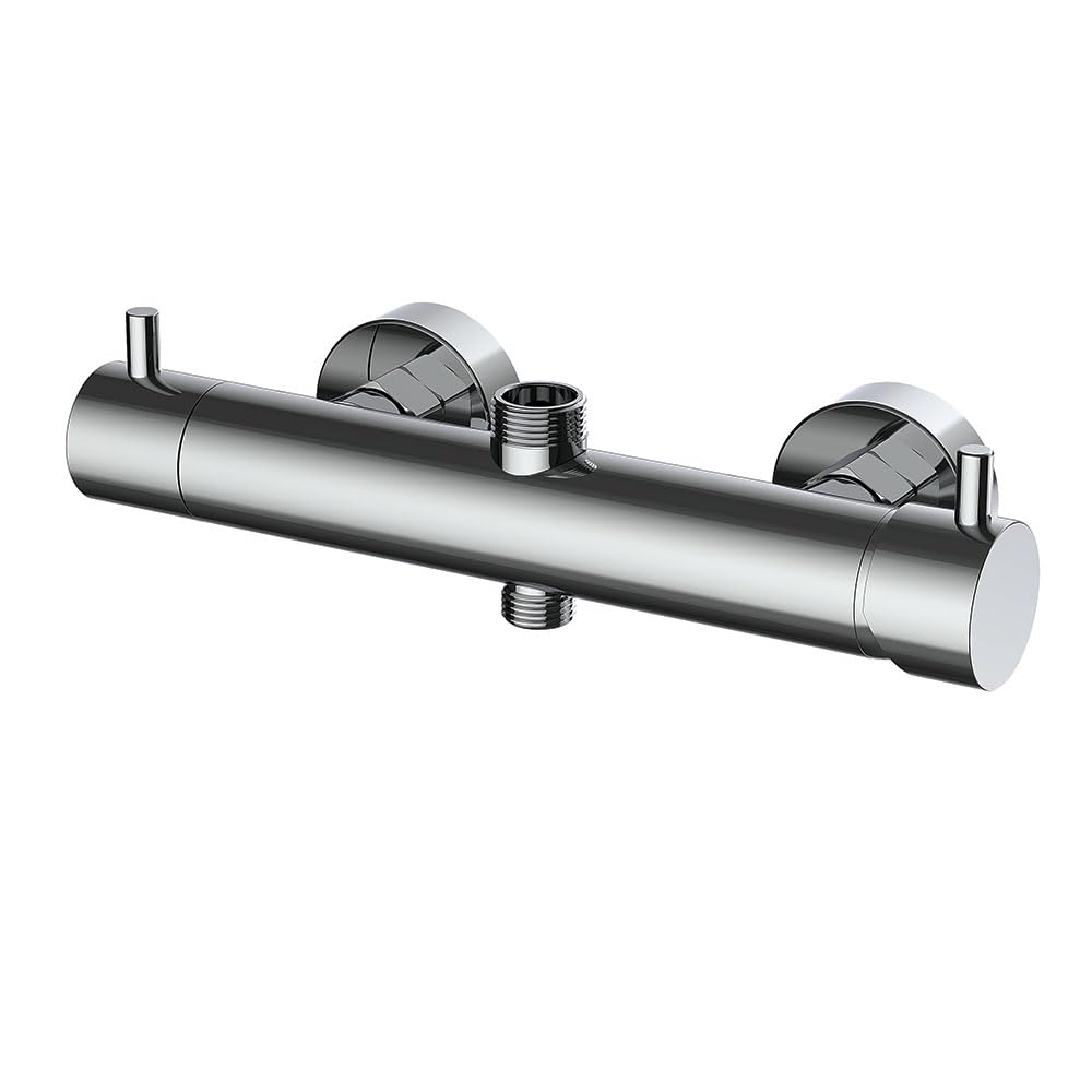 Kibath Shiny Chrome Tor/Ver Shower Column Mixer Tap Round Brass Shower Mixer Tap With Built-In Diverter And Easy Handle