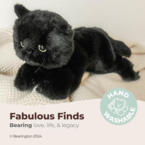 Image of Bearington Jinx Black Cat Plush - 15 inch Realistic Cat Stuffed Animal with Soft Fur and Lifelike Details for Toddlers - Kitty Stuffed Animals for Girls - Adorable Cuddly Plush Toy Gift for Kids